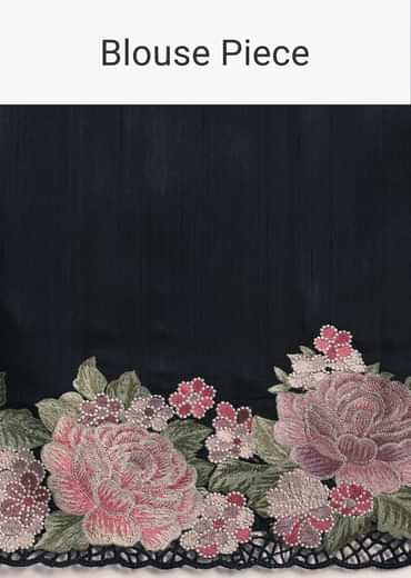 Navy Blue Saree Adorned With Resham Thread Work