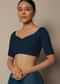 Navy Blue Saree With Badla Work And Unstitched Blouse Piece