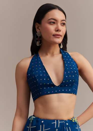 Navy Blue Saree With Leaf Motif Woven Design