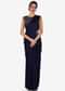 Navy Blue Pre-Draped Saree In Satin Beautified With Cut Dana Work Online - Kalki Fashion