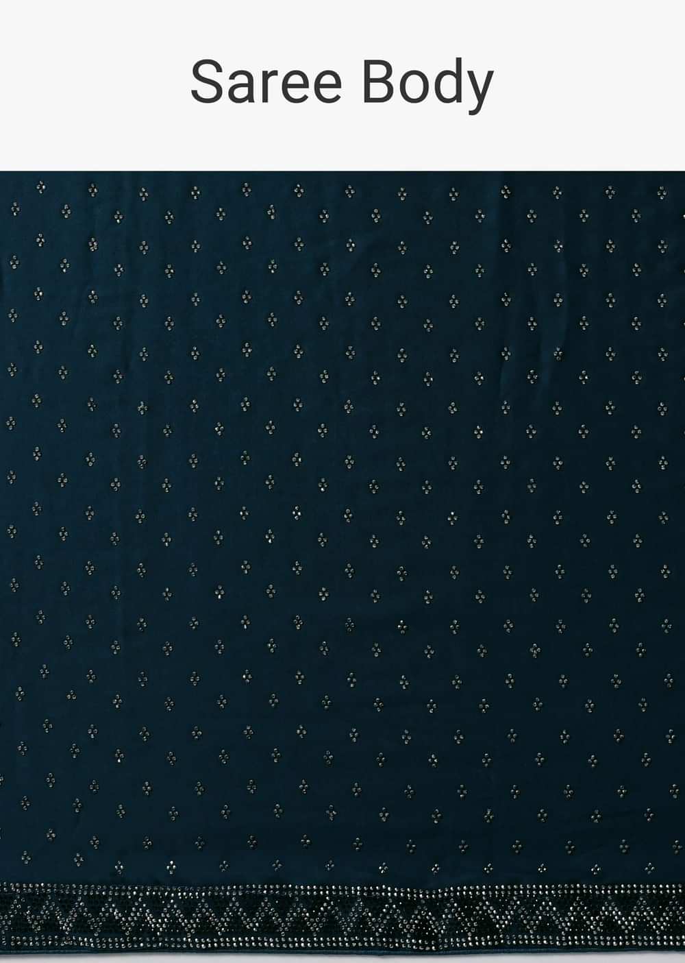 Navy Blue Satin Saree With Swarovski And Unstitched Blouse Piece