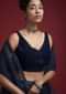 Navy blue Sleeveless Blouse With Leaf Shaped Neckline Online - Kalki Fashion