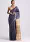 Navy Blue Spun Silk Saree With Butti Work