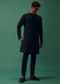 Navy Suede Jodhpuri And Kurta Set With Antique Geometric Embroidery