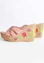 Nude Pink Wedges With Resham Embroidered Floral Design On The Heel By Sole House