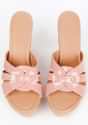 Nude Pink Wedges With Resham Embroidered Floral Design On The Heel By Sole House