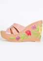 Nude Pink Wedges With Resham Embroidered Floral Design On The Heel By Sole House
