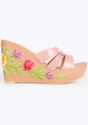 Nude Pink Wedges With Resham Embroidered Floral Design On The Heel By Sole House