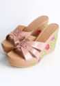 Nude Pink Wedges With Resham Embroidered Floral Design On The Heel By Sole House