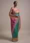Ocean Blue Saree In Silk With Ikkat Weaved Mesh Pattern All Over And Sequins Work On The Border Online - Kalki Fashion