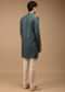 Ocean Blue Sherwani With Detailed Thread And Abla Work