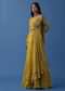 Ochre Yellow Embroidered Anarkali And Multiway Draped Dupatta Set In Georgette