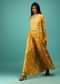 Ochre Yellow Jumpsuit In Georgette With Floral Print And Stone Work