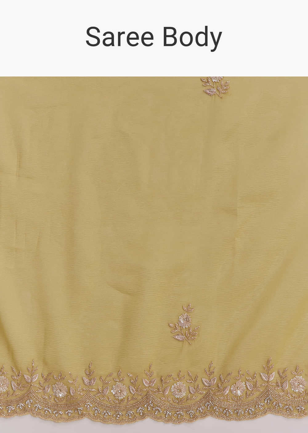 Ochre Yellow Tissue Saree With Zardosi And Stone Embroidery