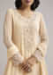 Off White Beaded Kurti Pant Set With Dupatta