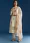 Off White Block Print Anarkali With Gotta Lace Neckline And Dupatta