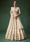 Off White Bridal Lehenga Set With Boat Neck Blouse And Regal Zari Work