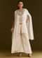 Off White Chinon Cape Suit With Zardosi And Moti Embroidery