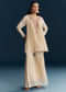 Off White Chinon Indo Western Top And Sharara Set With Zardosi Work