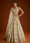Off White Floral Printed Lehenga Choli With Butti Work Dupatta