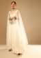Off White Gown In Georgette With Tiered Flare And Hand Embroidered Leaf Motifs On The Bodice