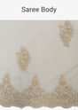 Off white half and half saree in chiffon and net saree with embellished scallop border 