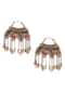 Off White Hand Embroidered Thread And Beaded Boho Dangler Earrings