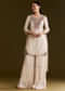 Off White Organza Embroidered Kurta Set With Dupatta
