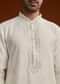 Off White Silk Kurta Set With Mirror Work