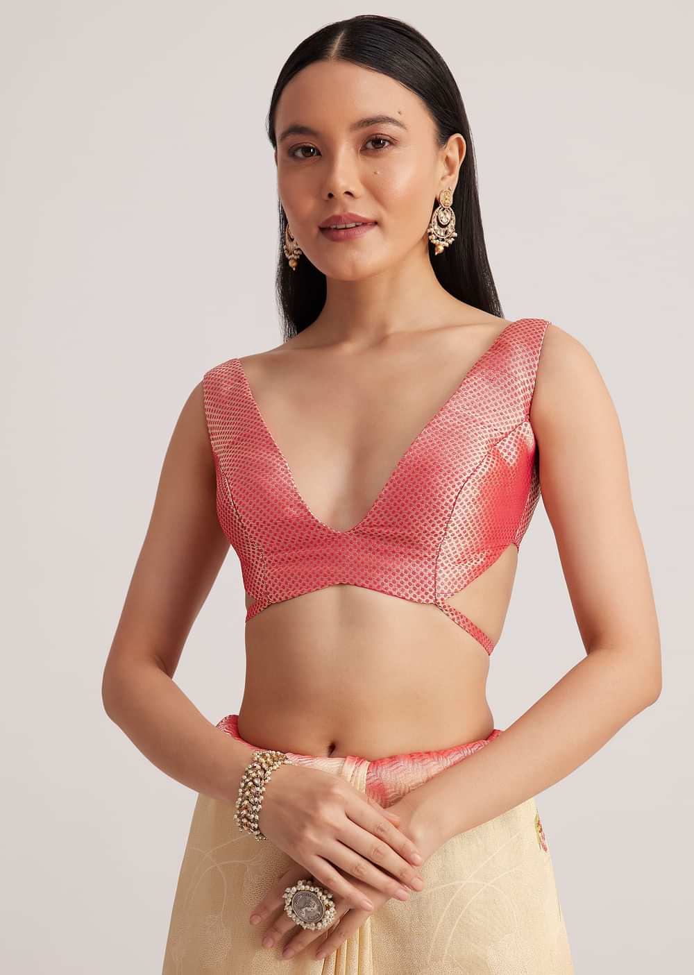 Off White Banarasi Silk Saree With Woven Contrast Red Border
