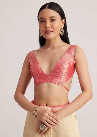 Off White Banarasi Silk Saree With Woven Contrast Red Border