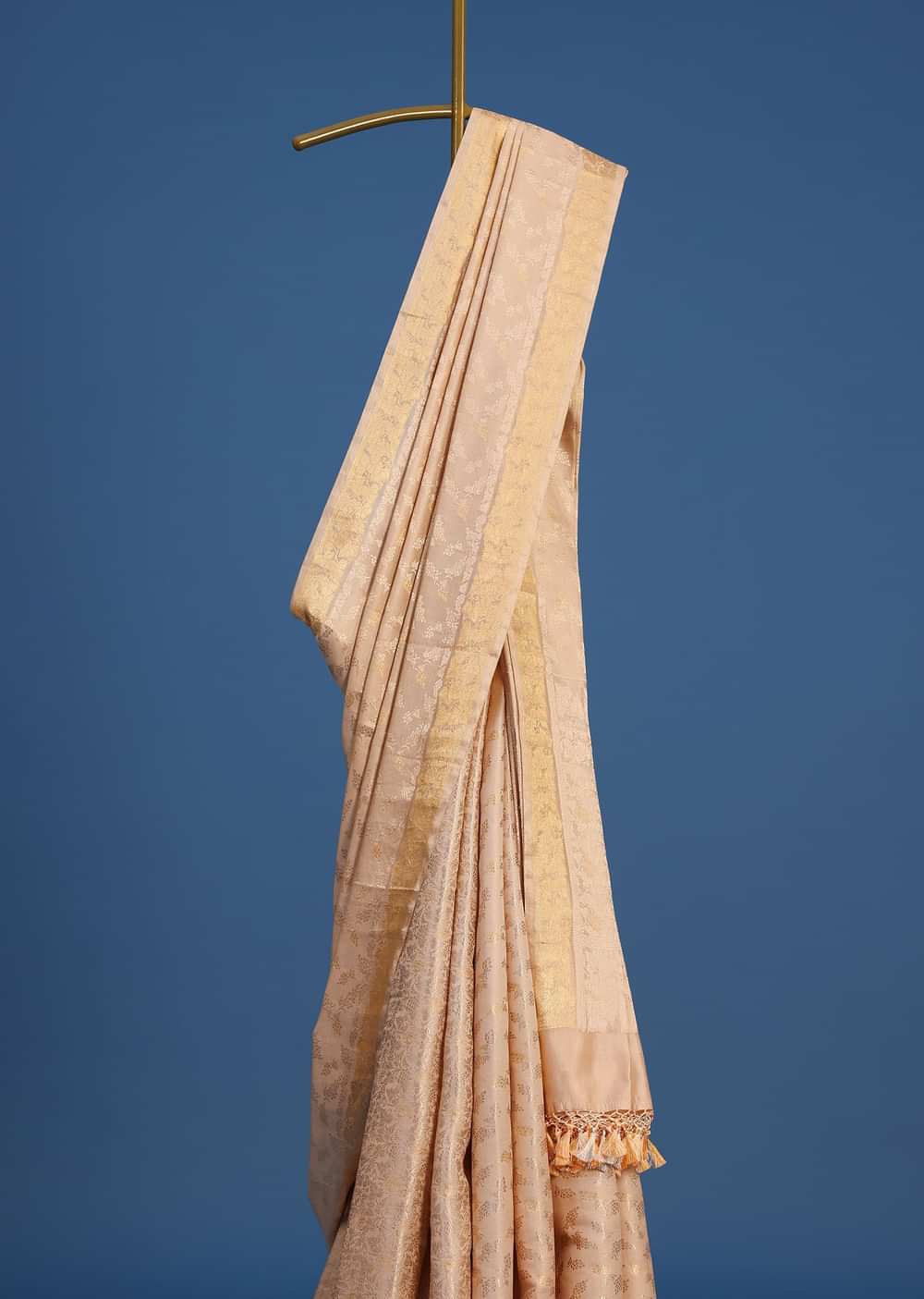 Off White Banarsi Tissue Silk Saree With Self Zari Weave
