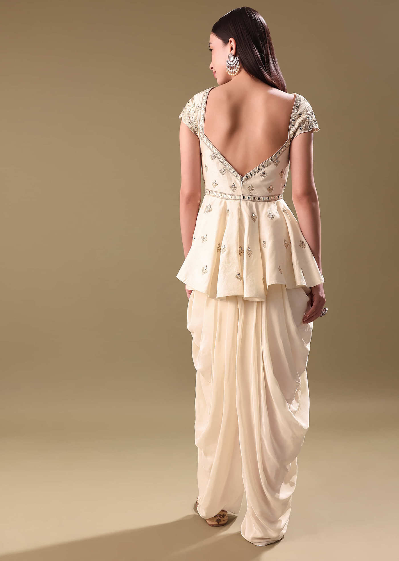 Off White Dhoti With Embroidered Top