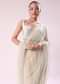 Off White Fancy Sequence Net Saree With Pleated Stitched