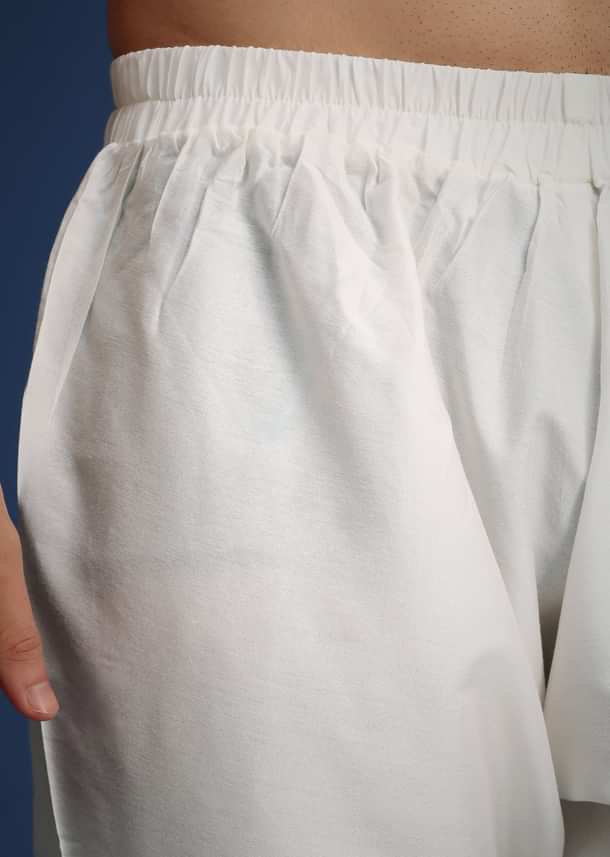 Off White Lucknowi Sherwani Set With Sequin Work