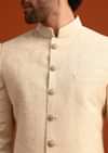 Off White Moonga Silk Embroidered Sherwani Set