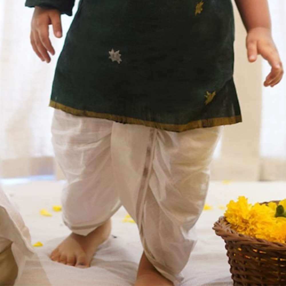 Kalki Boys Off White Pre-Stitched Dhoti Pants In Hand Woven Cotton Love The World Today
