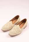 Off White Raw Silk Zardozi Juttis