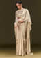 Off White Ready To Wear Satin Saree With Full Sleeve Blouse