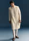 Off White Silk Sherwani For Men With Resham And Mirror Work