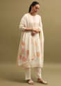 Off White Thread Woven Kurta Set With Dupatta