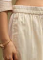 Off White Thread Woven Kurta Set With Dupatta