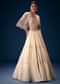Off White Tiered Lehenga With Embroidered Corset Blouse And Embroidered Cape