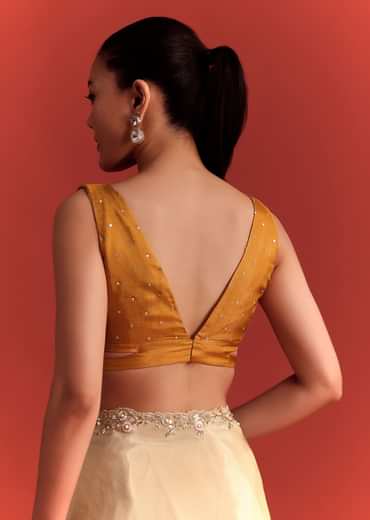Off White Tissue Saree With Cutdana And Stone Work