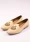 Off White Vegan Leather Jutti With Zardosi Work