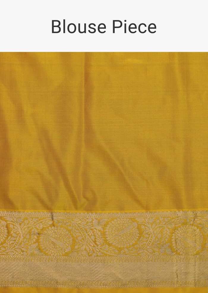 Daffodil Yellow Woven Kanjivaram Saree In Pure Silk With An Unstitched Blouse