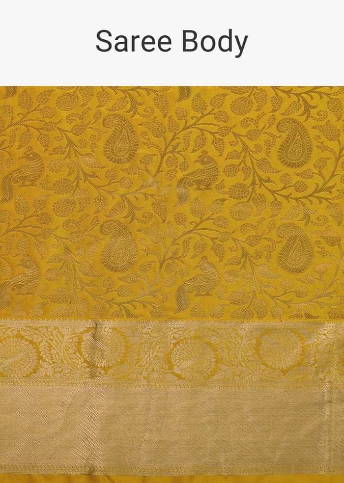 Daffodil Yellow Woven Kanjivaram Saree In Pure Silk With An Unstitched Blouse