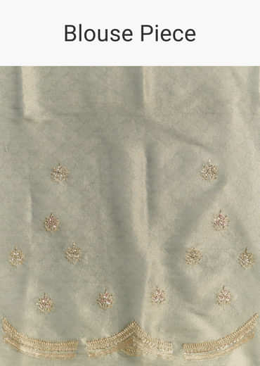 Olive Green Tissue Saree With Zardosi And Sequin Embroidery