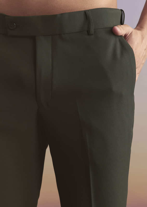Olive Jodhpuri Suit For Men With Resham Work Olive Jodhpuri Suit For Men With Resham Work