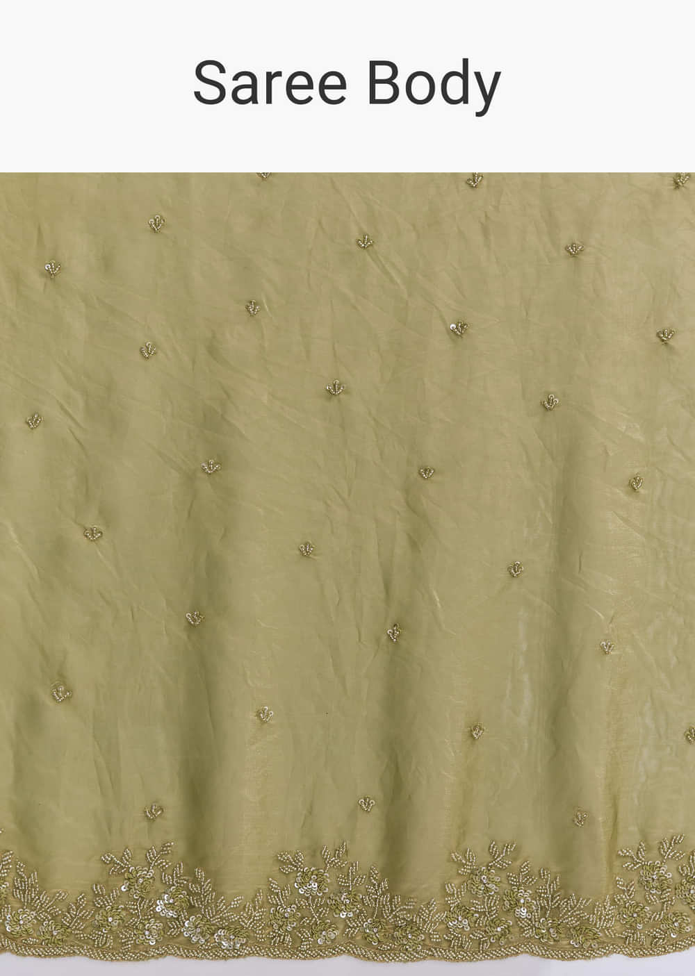 Olive Green Chinon Saree With Bead And Sequin Embroidery